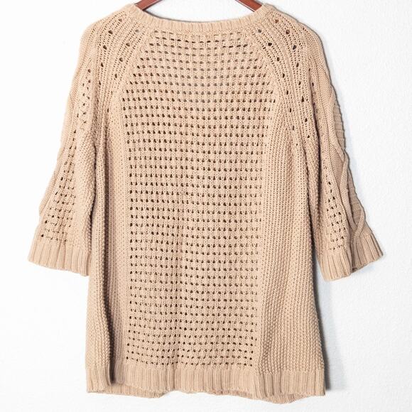 Gap Cable Knit Sweater Beige Size L V Neck Coastal Quiet Luxury - Picture 2 of 8